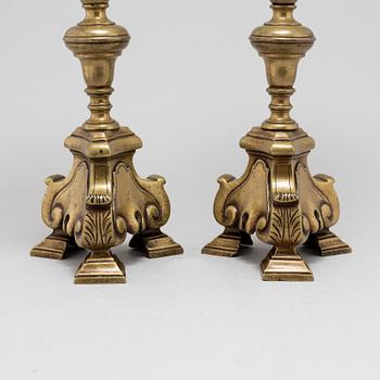 A pair of 17th century bronze candlesticks.