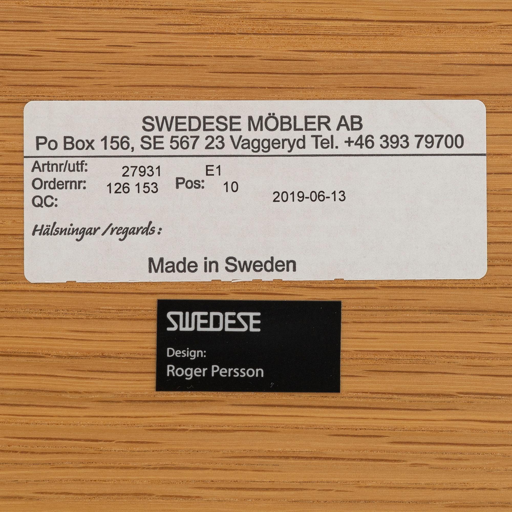 Roger Persson, a 'Bespoke' dining table, Swedese, Sweden, 2019.