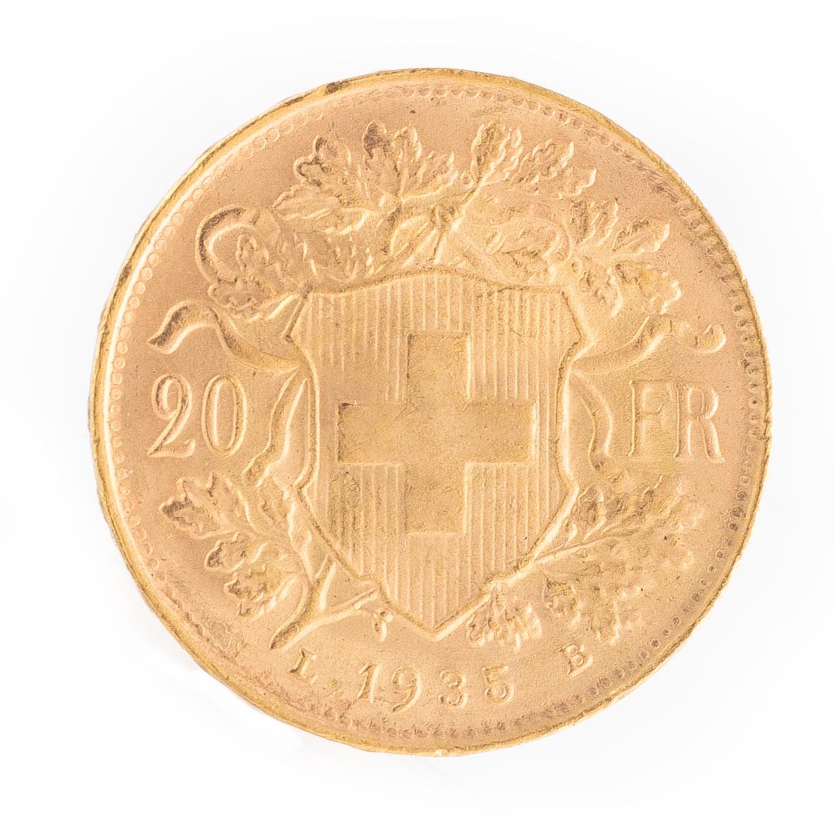 Guldmynt, Schweiz, 20 Franc, 1935 LB.