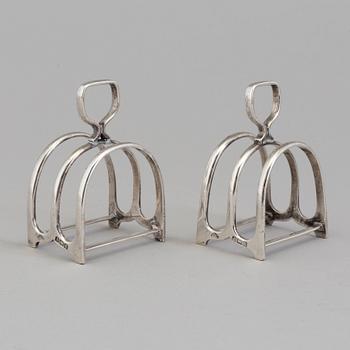 TOASTRACKS, one pair, silver, Adie Brothers, Birmingham, 1922.