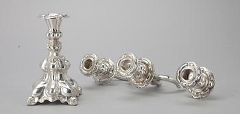 KANDELABER, silver, Hopeakeskus, Tavastehus 1965-1976. Tot. vikt inkl. fyllning 1069,5 g.