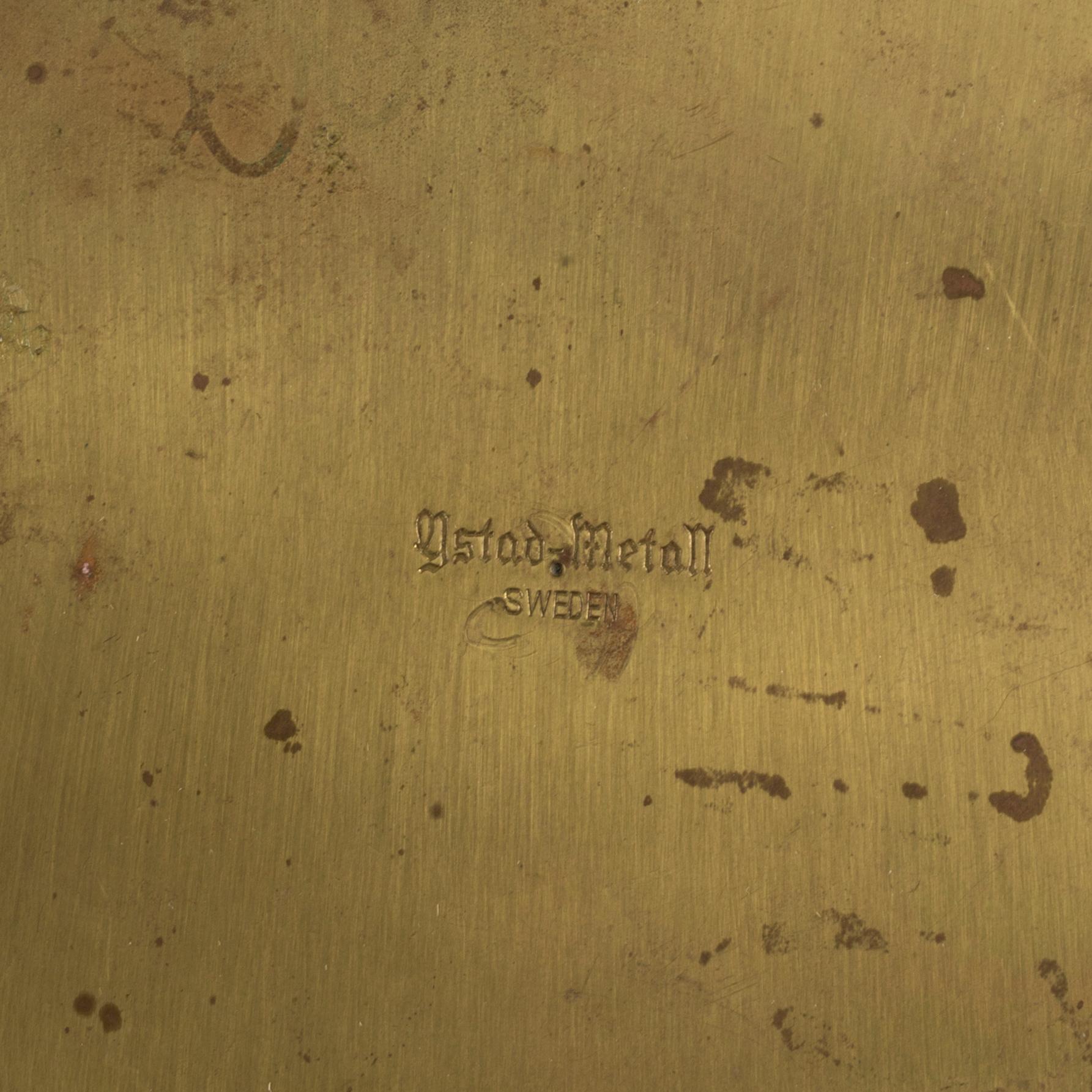 A mid 1950's Ysted Metall brass bowl and 3 candleholders-.