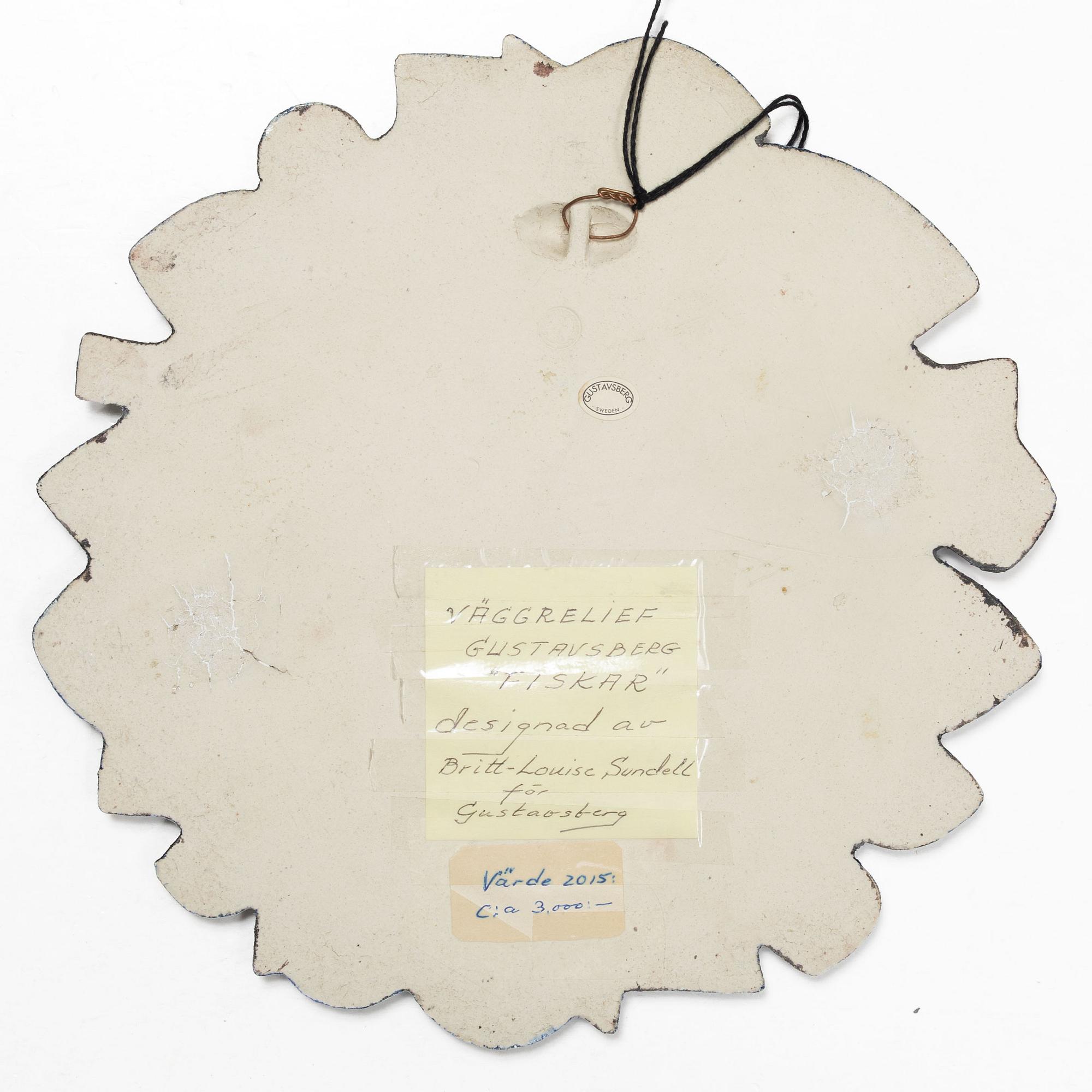 Britt-Louise Sundell, A 1960s wall relief by Britt-Louise Sundell, Gustavsberg.