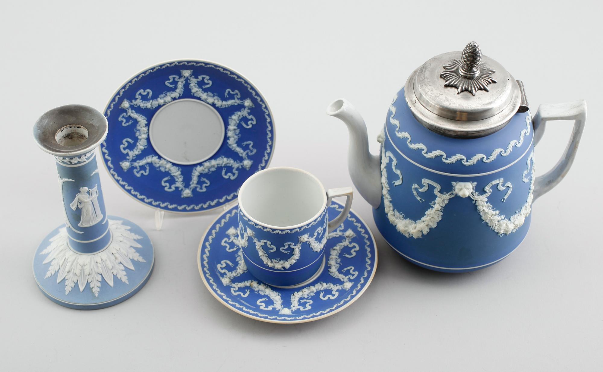 KAFFESERVIS, jasperware, England, 1800-/1900-tal.