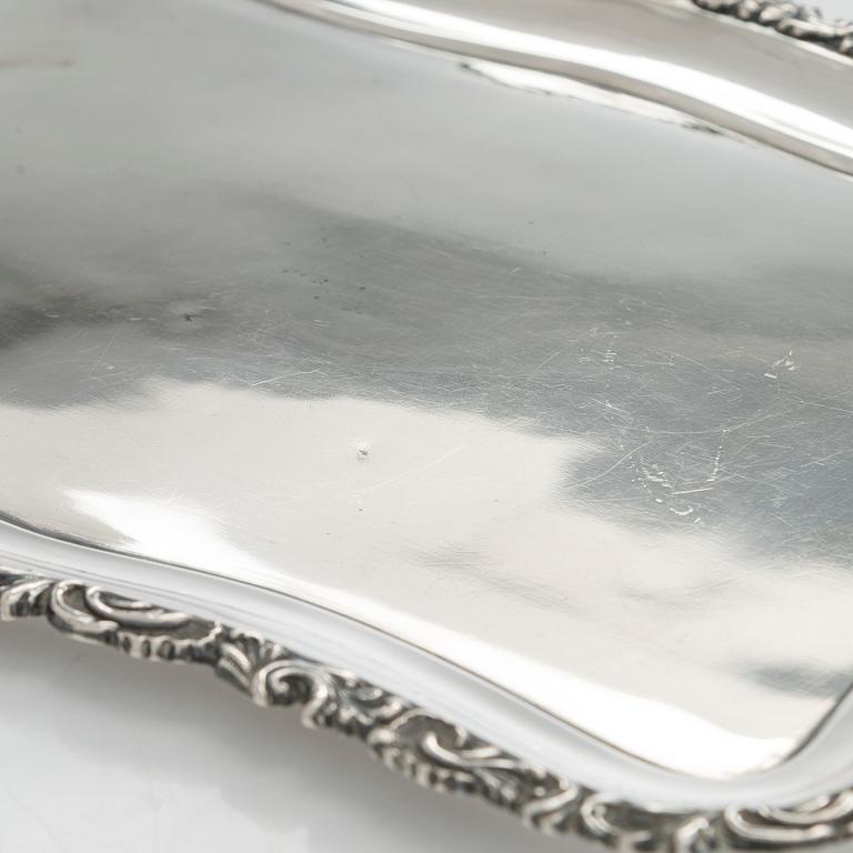 A silver tray, maker's mark of Adolf Sper, Saint Petersburg 1840.