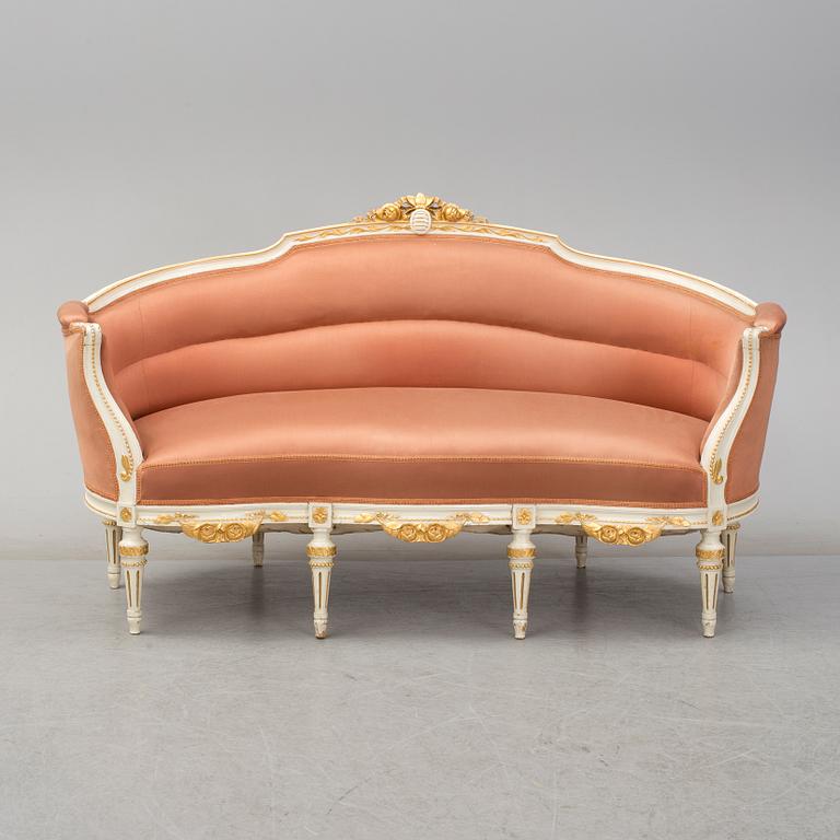 SOFA, gustavian style, Myrstedt & Sterns, Stockholm. Early 20th century. Signed with label.
