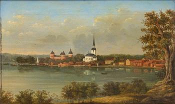 Johan Robert Nilsson, View towards Mariefred with the church and Gripsholm Castle.