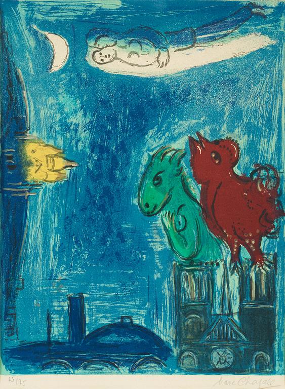 Marc Chagall, "Les monstres de Notre-Dame", from: "Derière Le Mirroir, no 66-68".