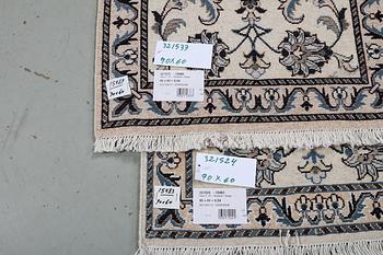 A pair of rugs, Nain, part silk, ca 90 x 60 cm & ca 90 x 60 cm.