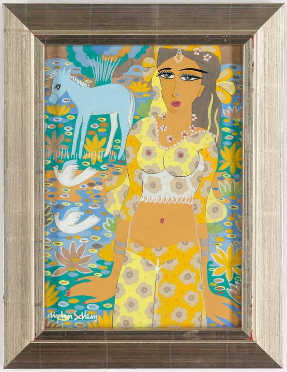 ALY BEN SALEM, gouache/watercolour, signed.
