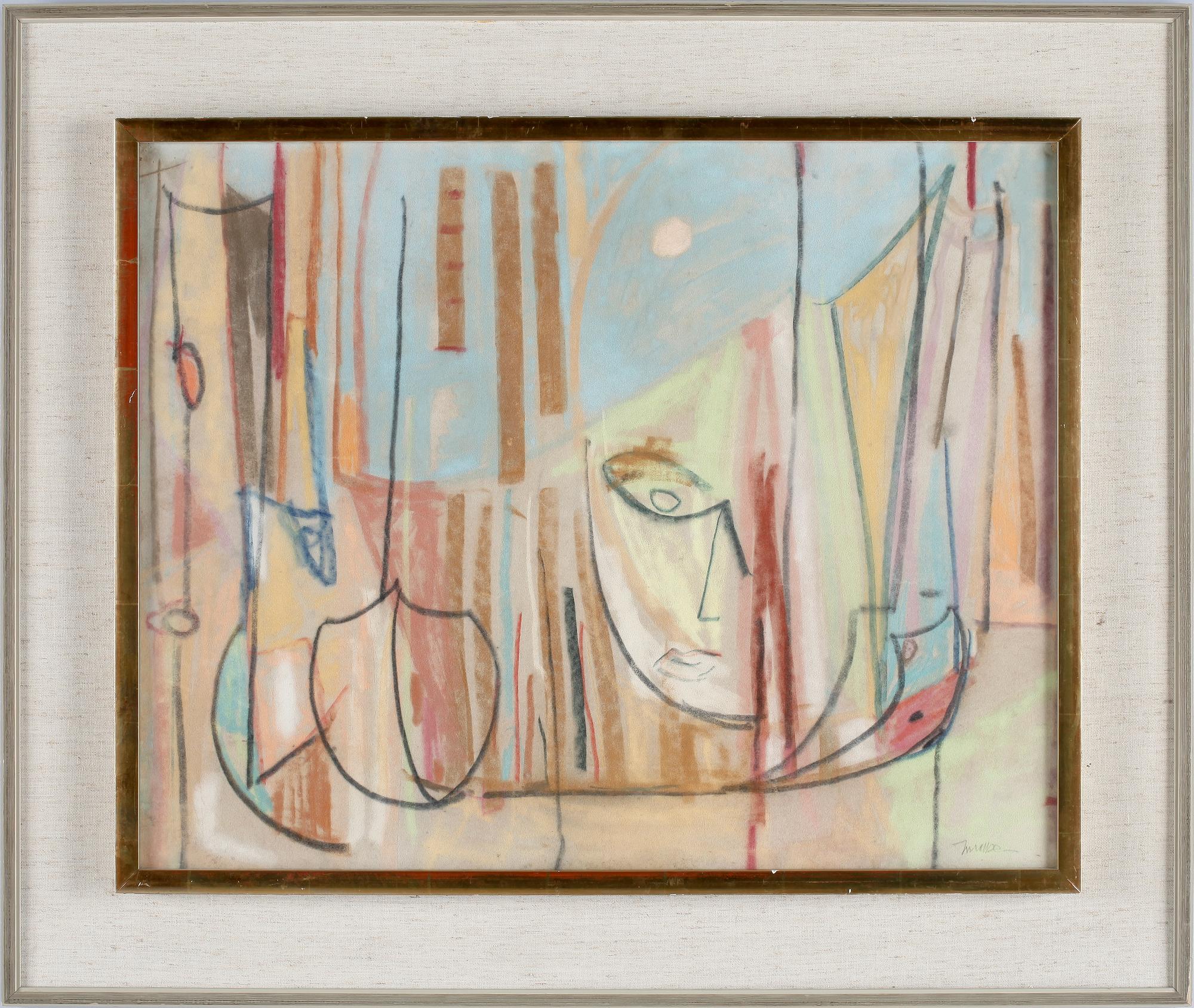OKÄND KONSTNÄR, pastell, otydl sign, 1950/60-tal.