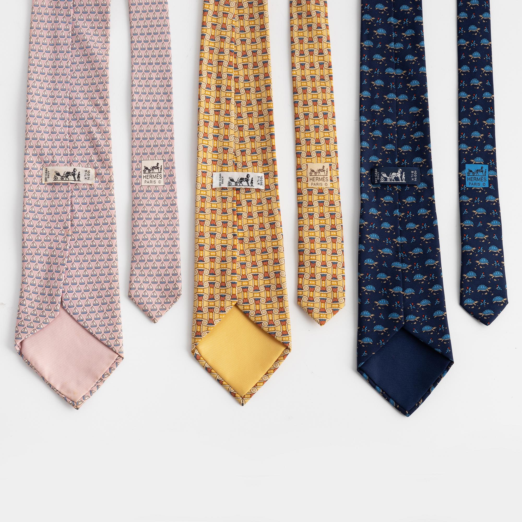 Hermès, three silk ties.