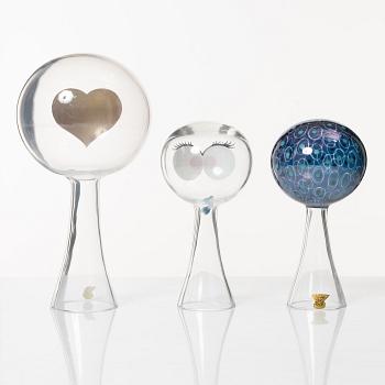 Kjell Blomberg, a set of ten 'Klothepp' glass sculptures, Gullaskrufs glasbruk, Sweden, 1960's.