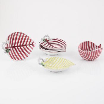Stig Lindberg, five earthenware dishes and a bowl, Gustavsberg Studio, Sweden.