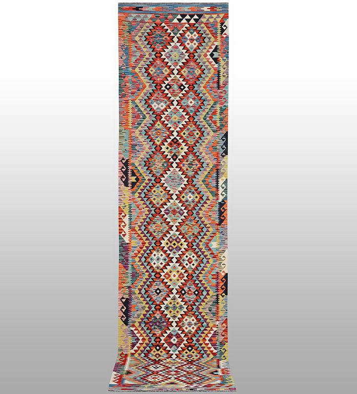 A runner carpet, Kilim, ca 388 x 85 cm.