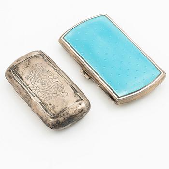 Boxes, 2 pcs, silver, as well as silver and enamel, 20th century.
