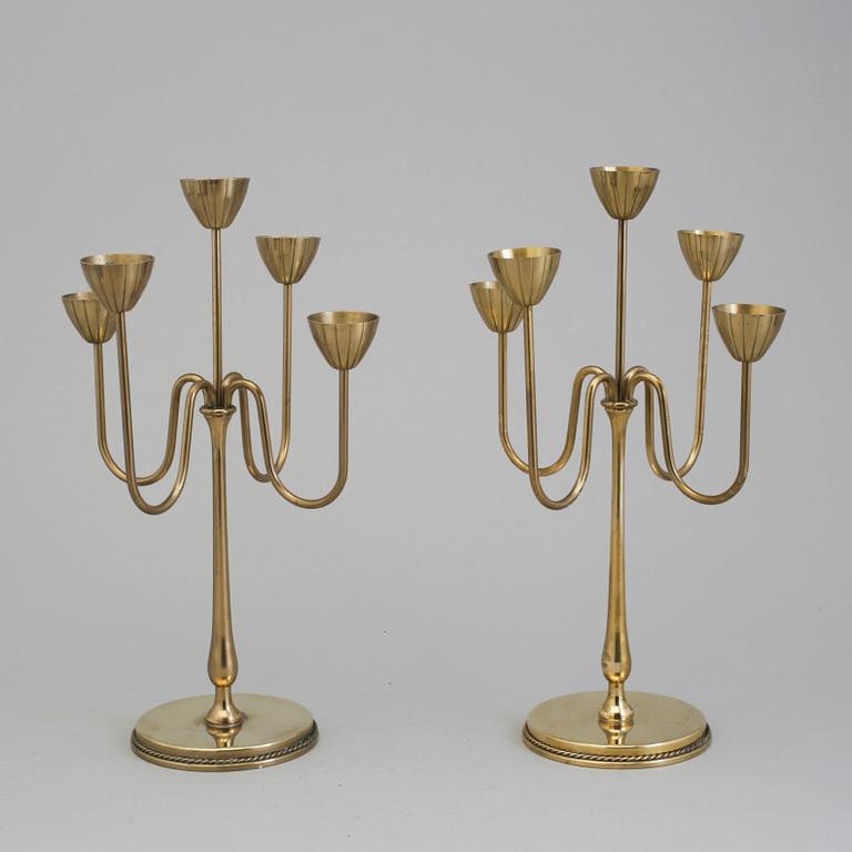 GUNNAR ANDER, kandelabrar, ett par, mässing, Ystad-Metall.