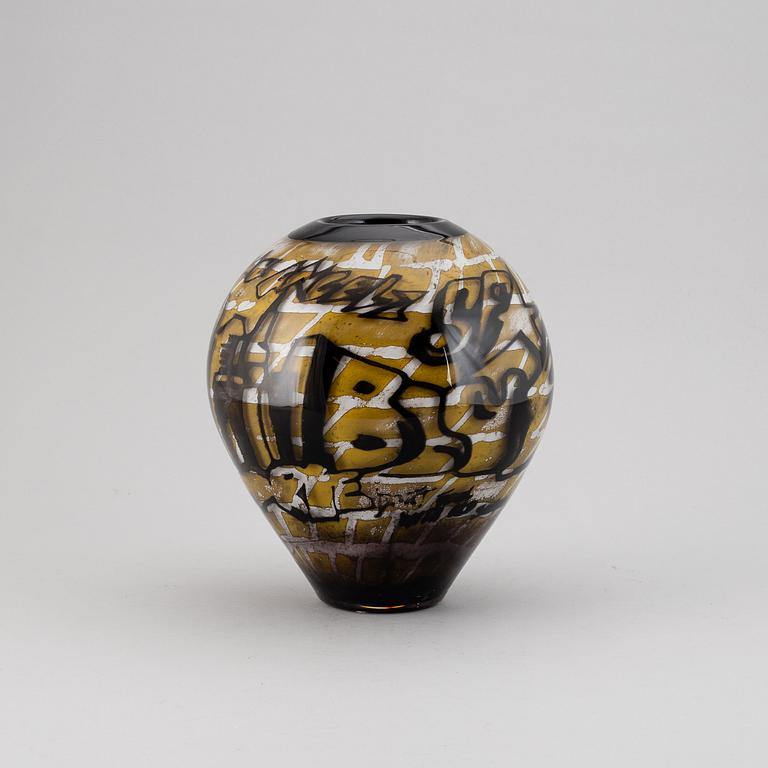 OLLE BROZÉN, a glass vase, limited edition 100, signed, Kosta Boda.