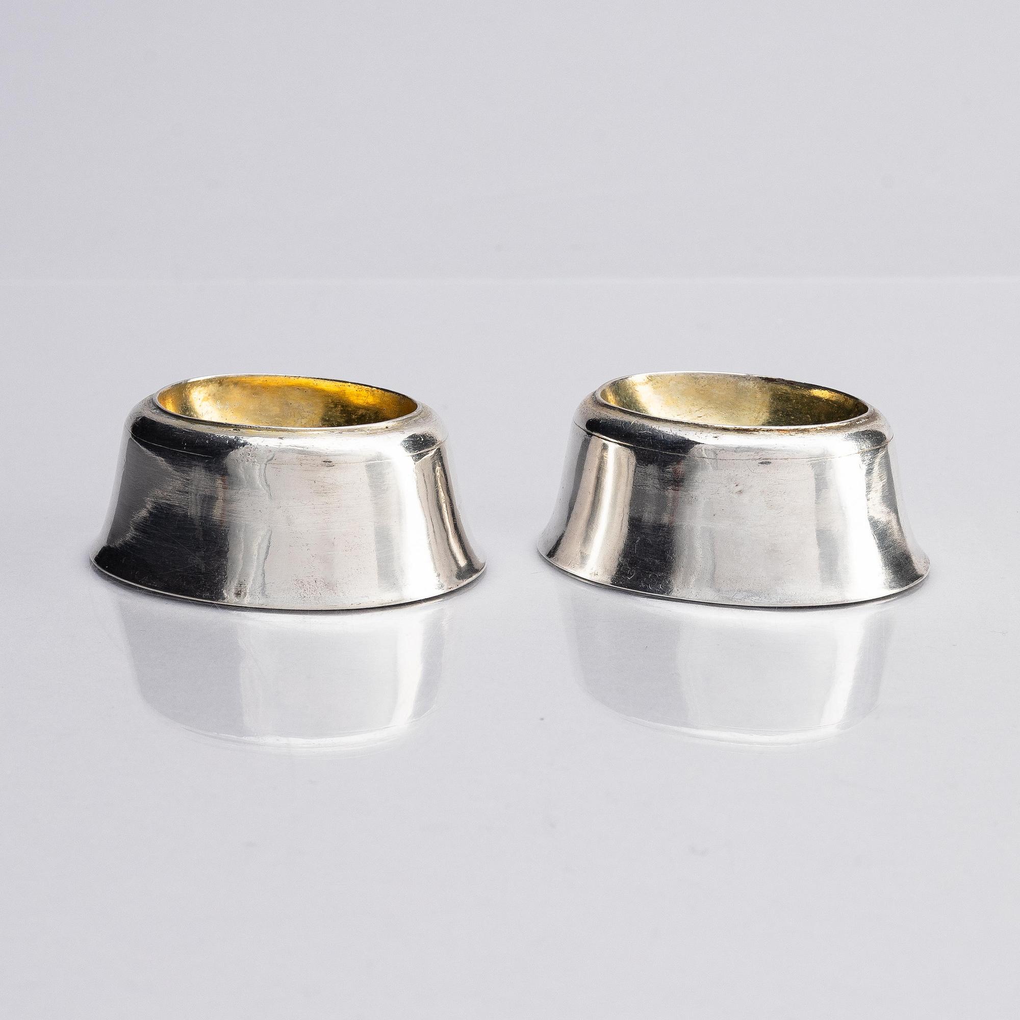 A pair of Swedish 18th century parcel-gilt salt-cellars, marks of Petter Ersson Lund, Stockholm 1720.