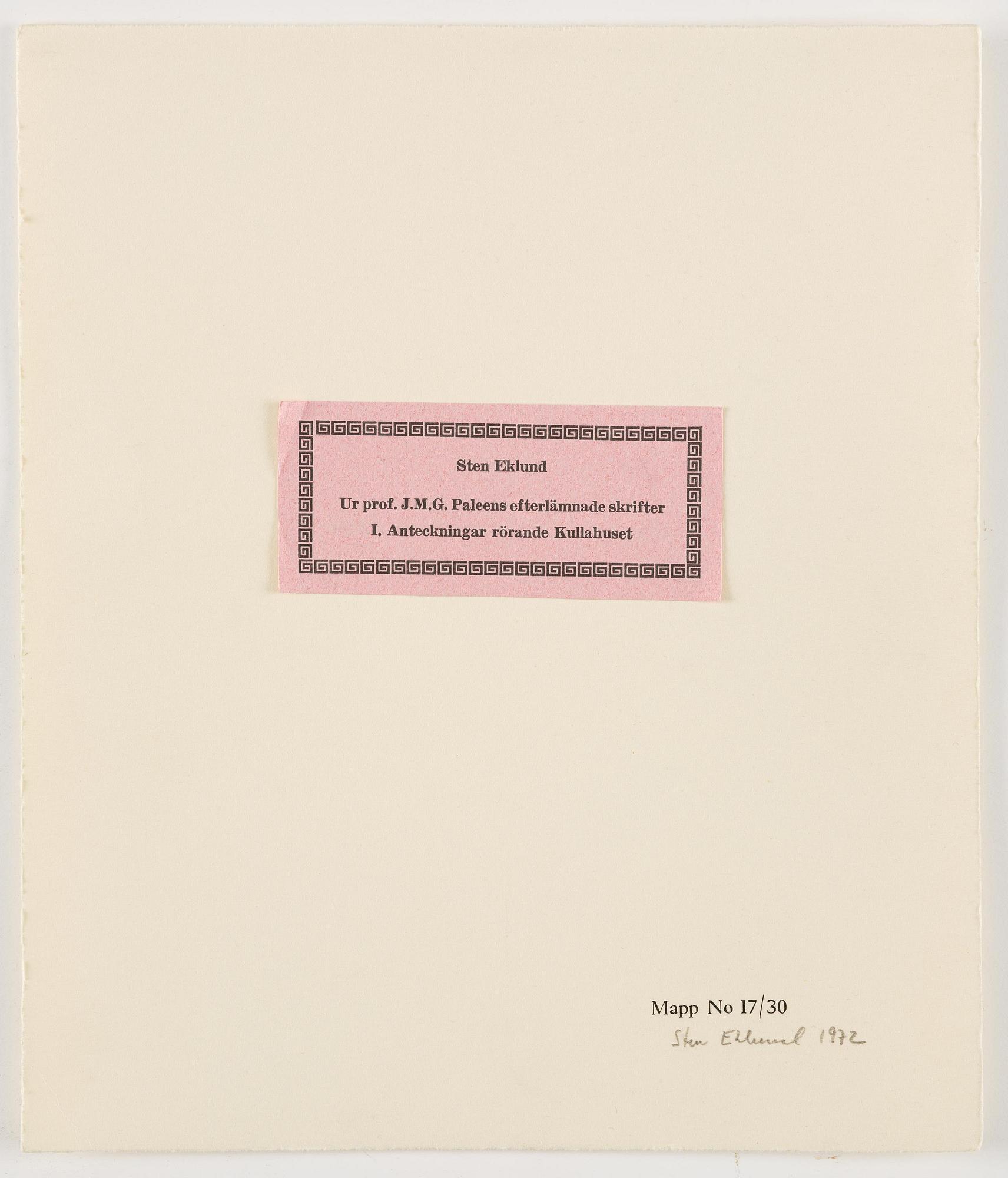 Sten Eklund, "Kullahusets hemlighet" (Kullahussviten).