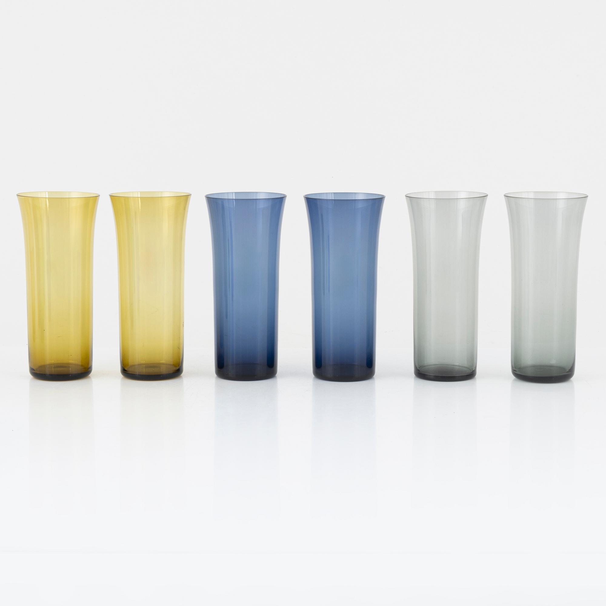 Kaj Franck, glasservis, 6 st, modell "Trumpetti"/1725 samt 5 st, modell 2744, Nuutajärvi, Notsjö, Finland.