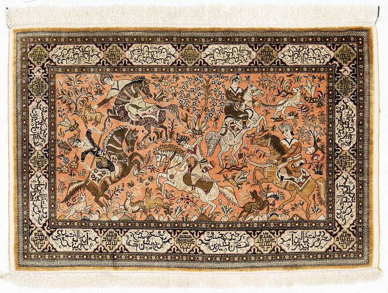 Matta, silke Ghom, figural, ca 87 x 128 cm.