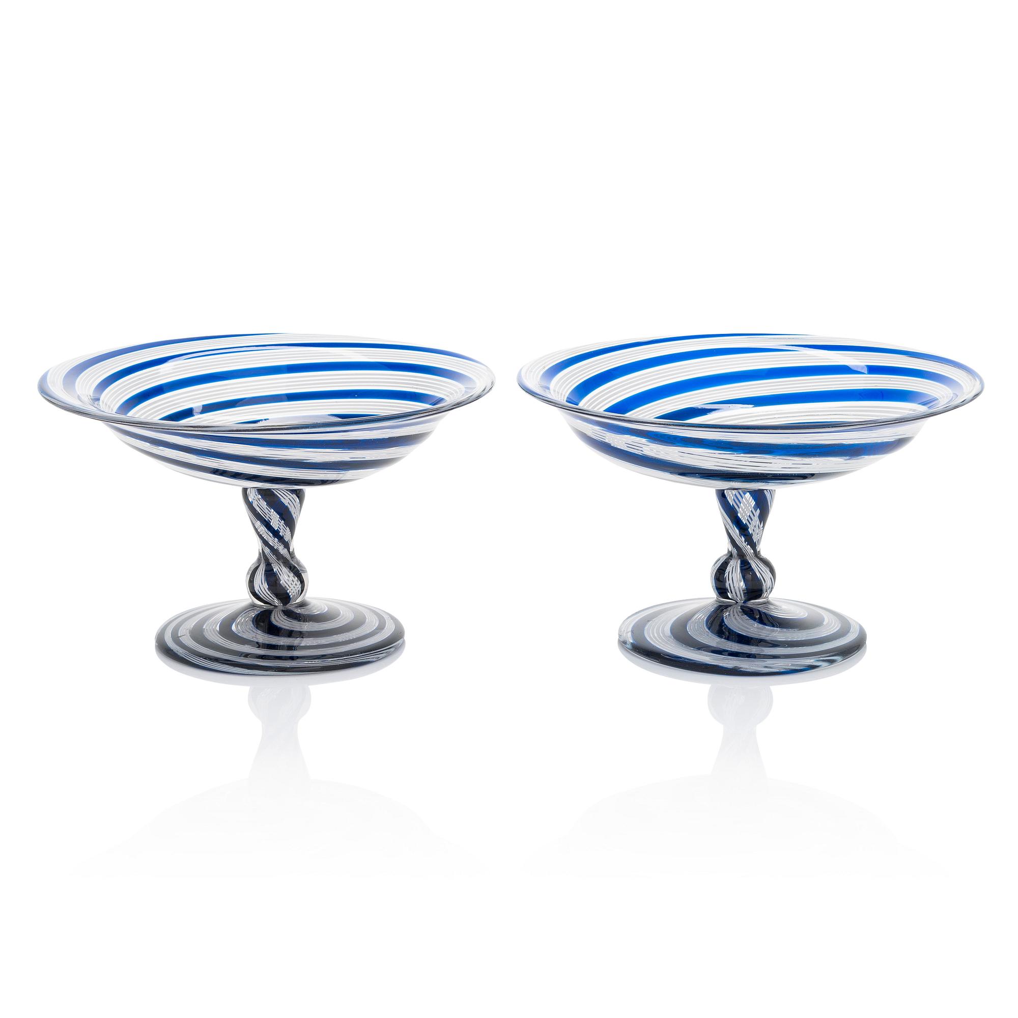 A pair of  ca. 1860s filigree glass bowls from Nuutajärvi Finland.