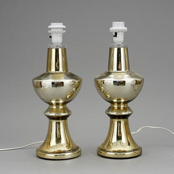 BORDSLAMPOR, ett par, glas, 1900-talets andra hälft.