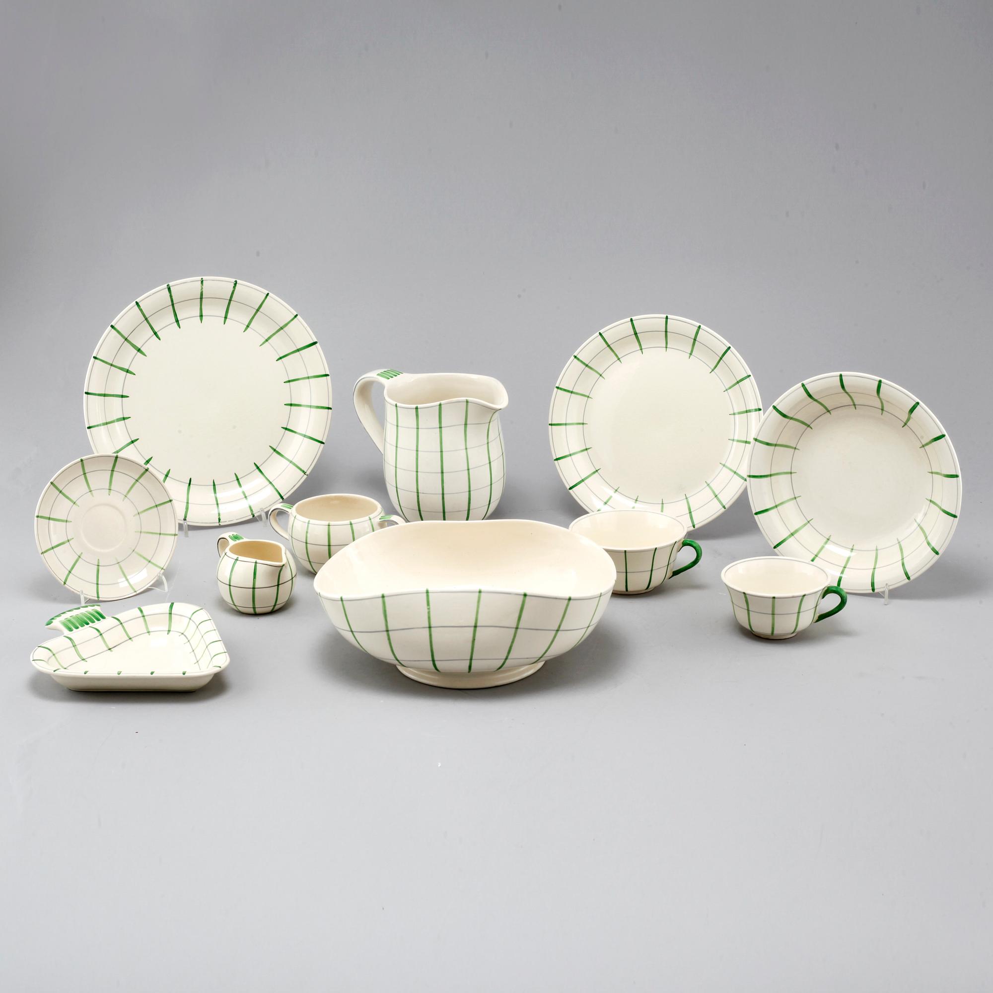 An earthenware tableware set of 62 pcs, 'Spaljé', designed by Wilhelm Kåge for Gustavsberg, around mid 20th century.