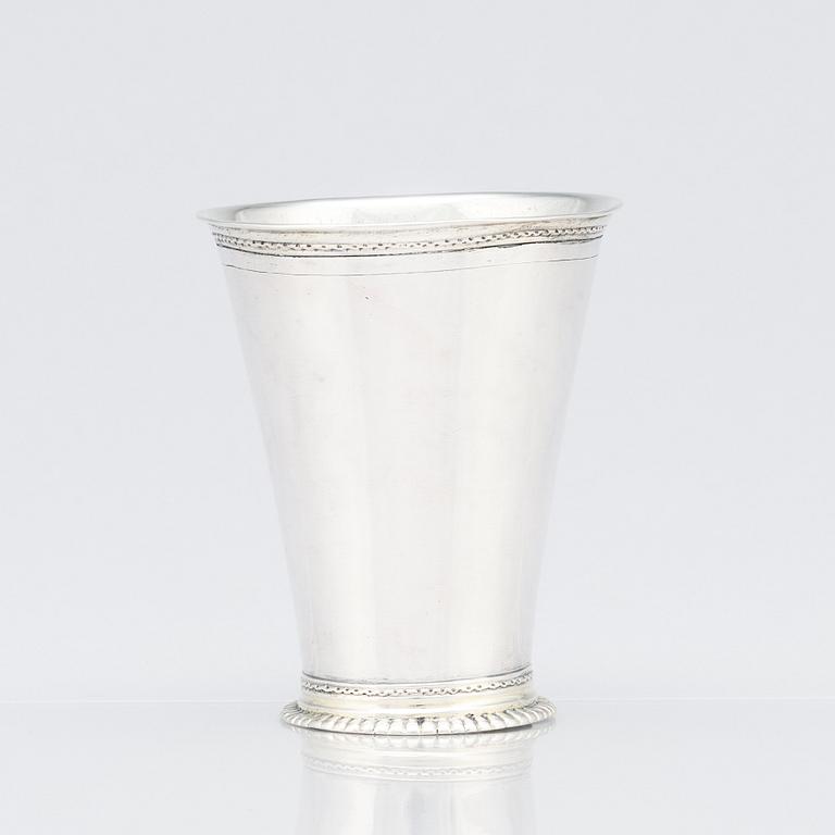 A Swedish 18th Century parcel-gilt silver beaker, marks of Friedrich Heinrich Klinck, Stockholm 1738.