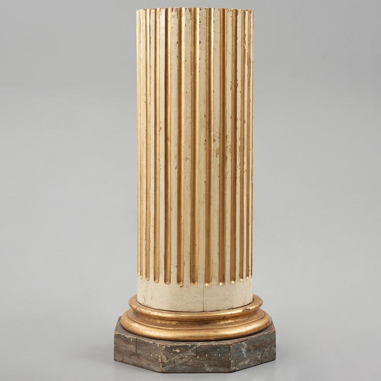 A Gustavian painted and giltwood column, late 18th century.