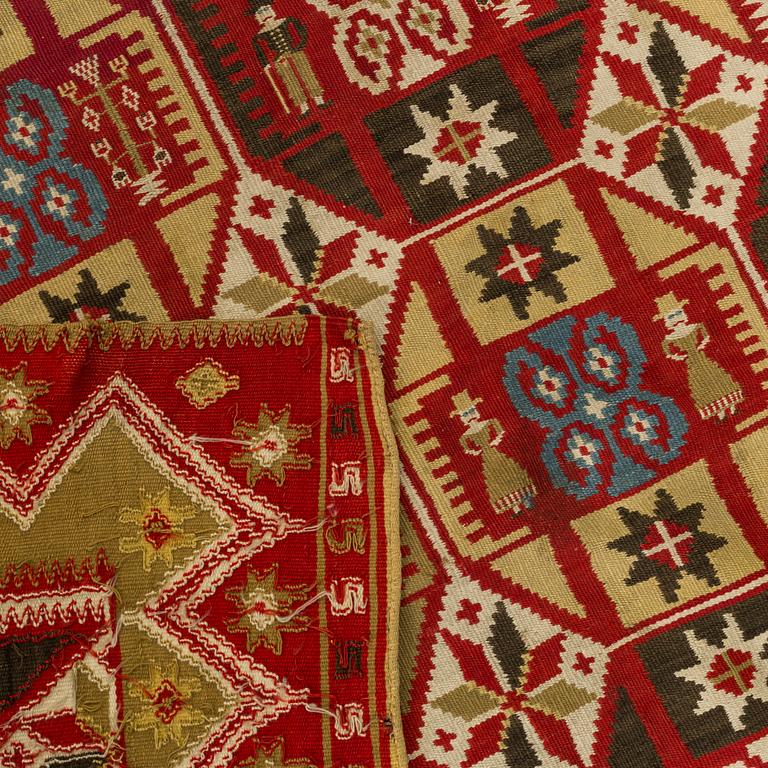 TAPESTRY, flat weave (röllakan). Ca 180 x 122 cm. Skåne 1825. Färs/Gärds/Villands
hrad.