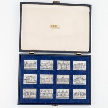 A group of twelve 'Svenska slott' silver plaques, Sporrong, Sweden, 1976.