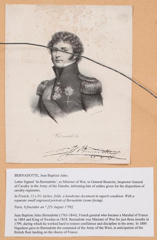 MILITÄRORDER, undertecknad av Jean Baptiste Bernadotte, 1799.