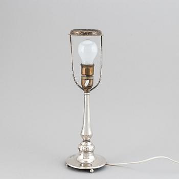 A silver table lamp, maker's mark CG Hallberg, Stockholm, 1930.