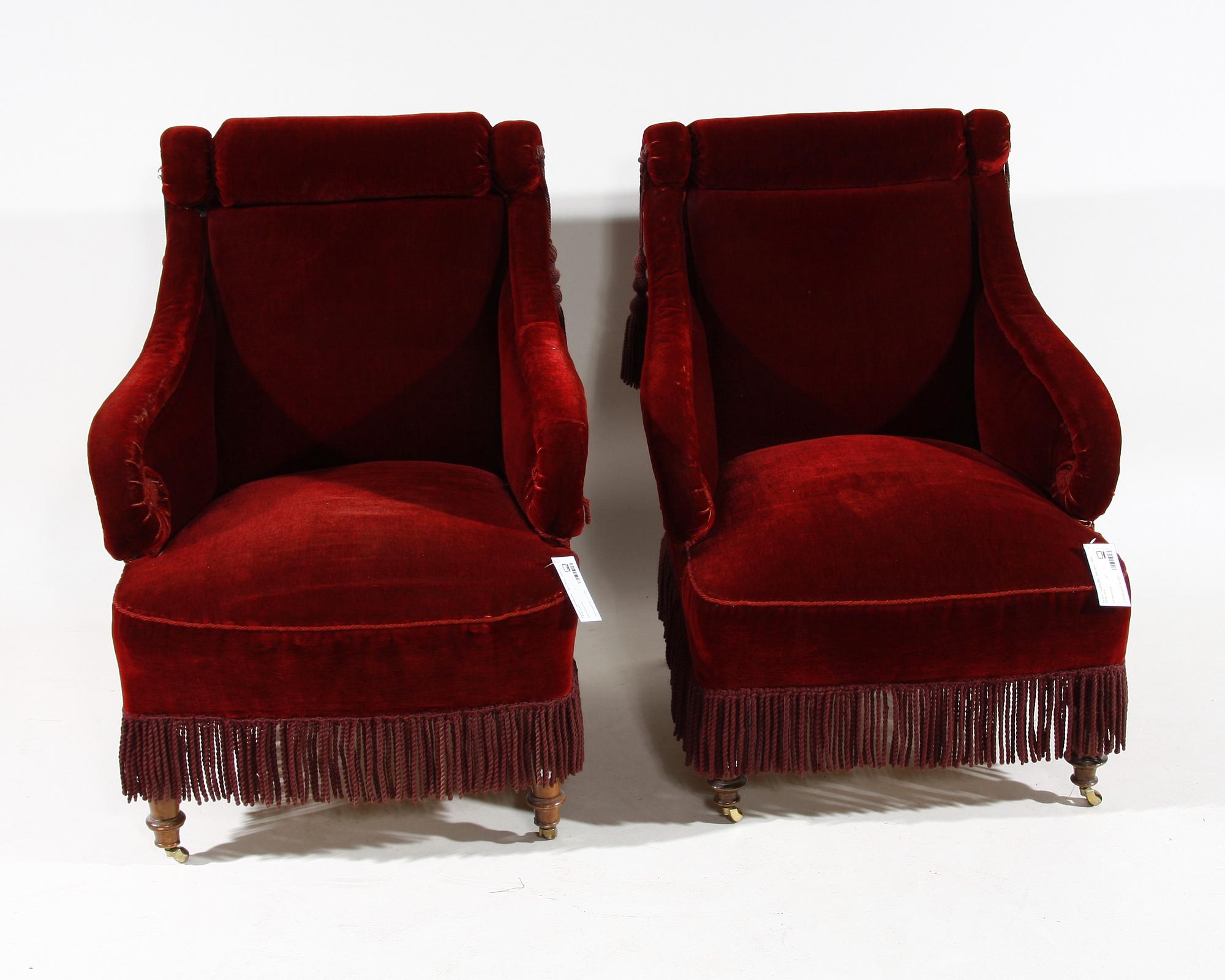 FÅTÖLJER, ett par, sent 1800-tal.