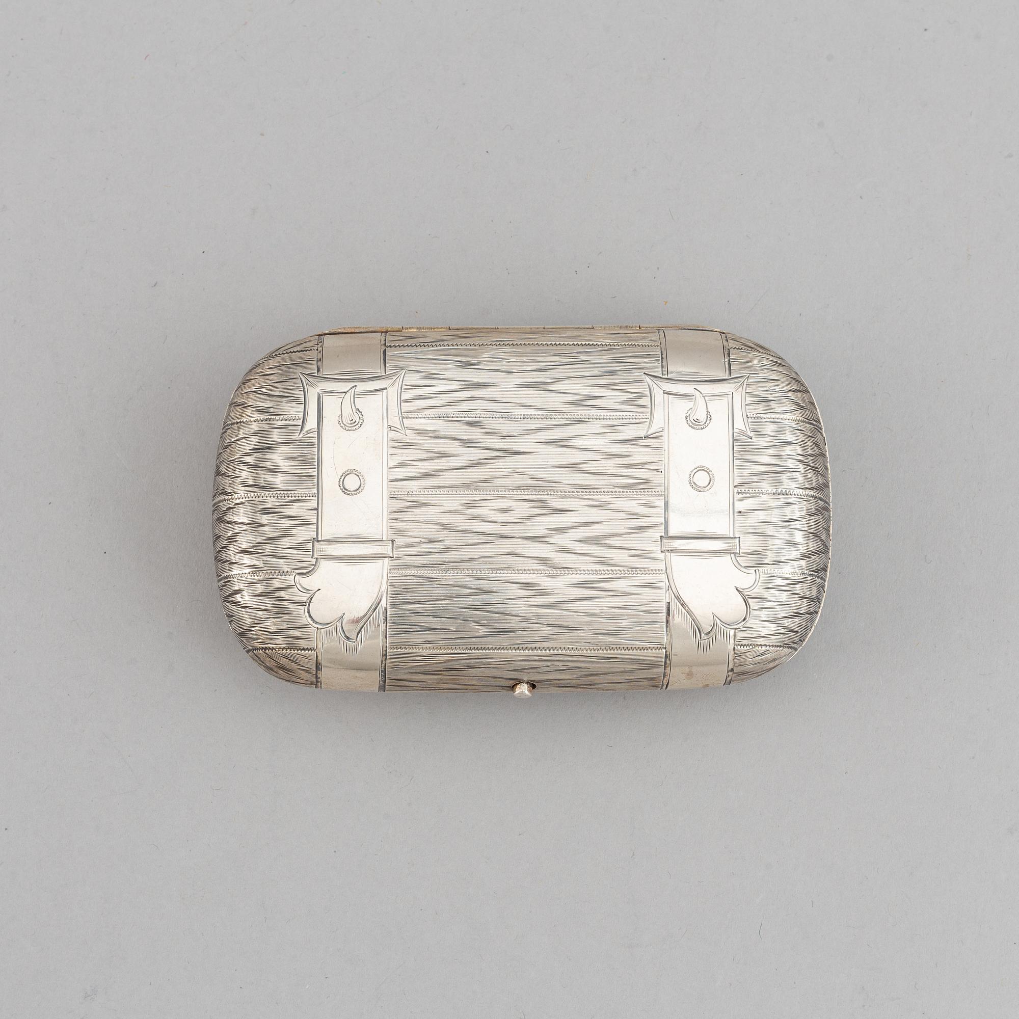 A Russian silver cigarette-case, marked EB, 1883.