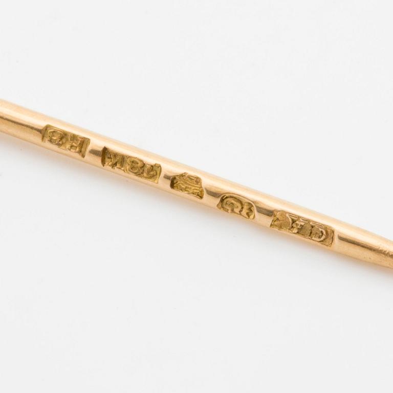TIE Pin in shape of a letter monogram GH, 18k guld and whitegold, single-cut diamonds.