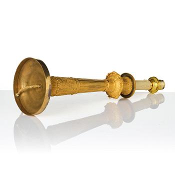 A French Empire ormolu bronze table lamp, early 19th century.