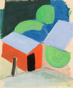 320. Vilhelm Lundström, Hus med blå tak.