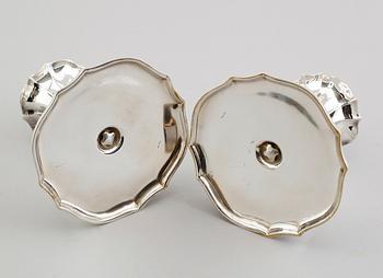 LJUSSTAKAR, 1 par, silver, svenska importstämplar, 1900-talets mitt.