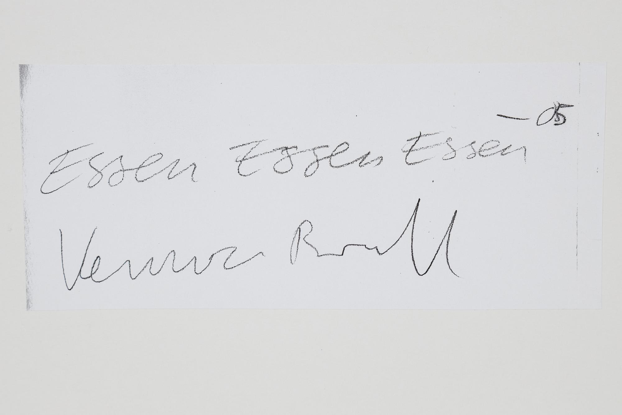 Veronica Brovall, collage on paper, signed and dated -05 on label verso.