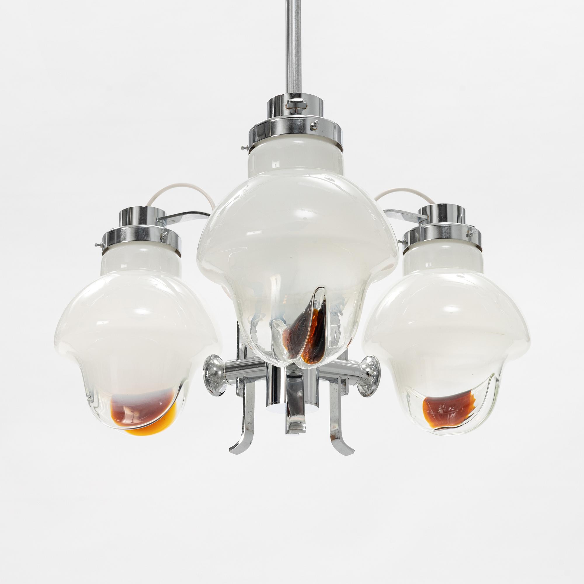 A ceiling lamp, Mazzega, Murano, Italy, 1970's.