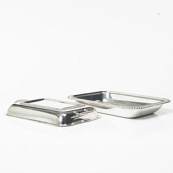 Covered bowl, silver plate, JLH, England.