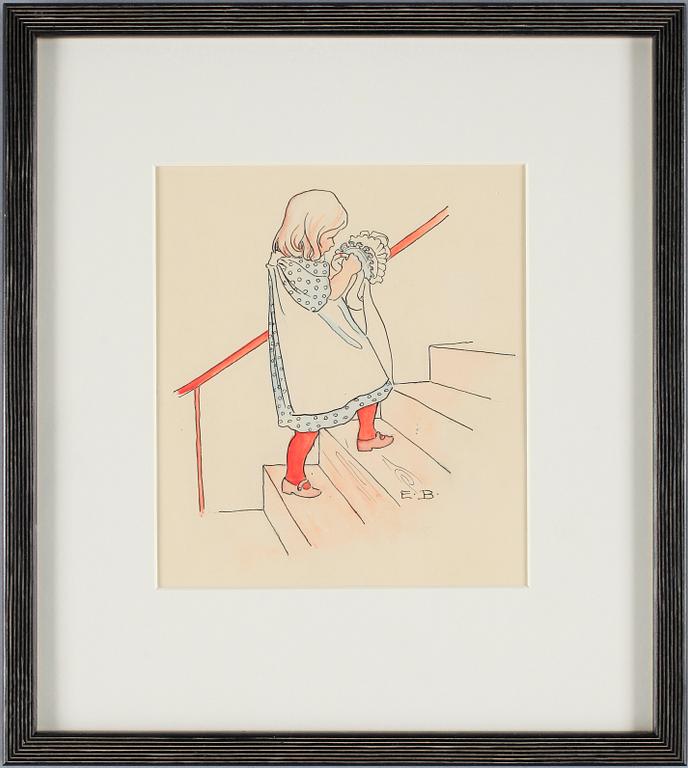 ELSA BESKOW, akvarell och tusch, sign.