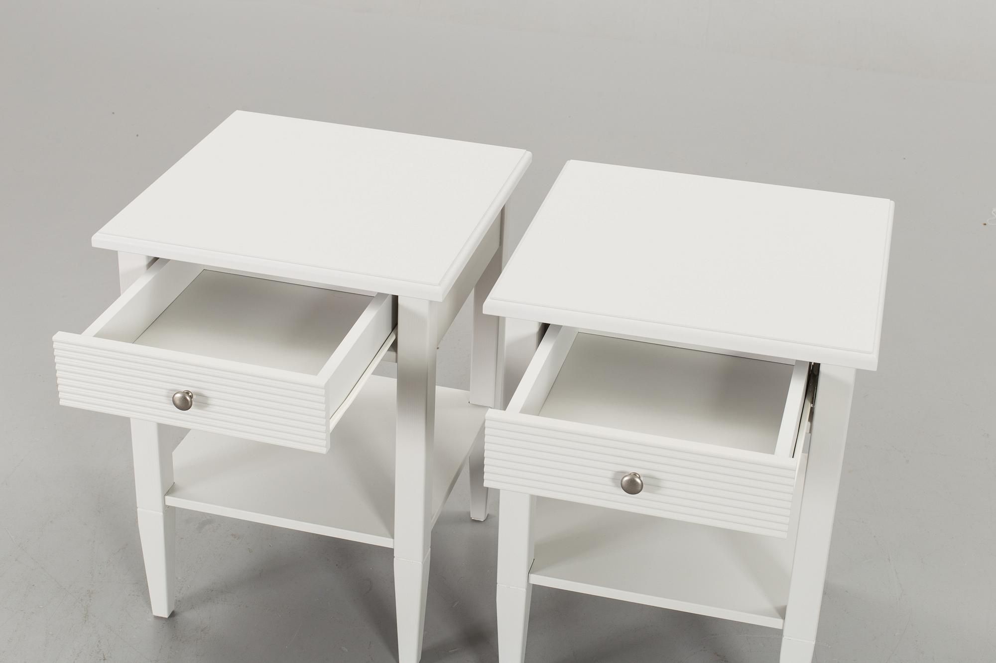 TWO BEDSIDE TABLES.