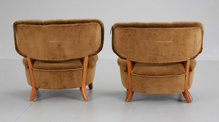 FÅTÖLJER ett par. Otto Schulz för JIO Möbler Jönköping, 1940-50-tal.