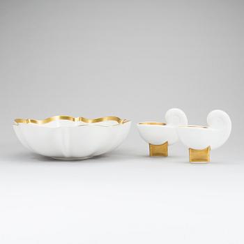 KARIN BJÖRQUIST, table wear, 3 (2+1) pieces, bone china, "Nobel" + "Nobel 1992", Rörstrand/Gustavsberg.