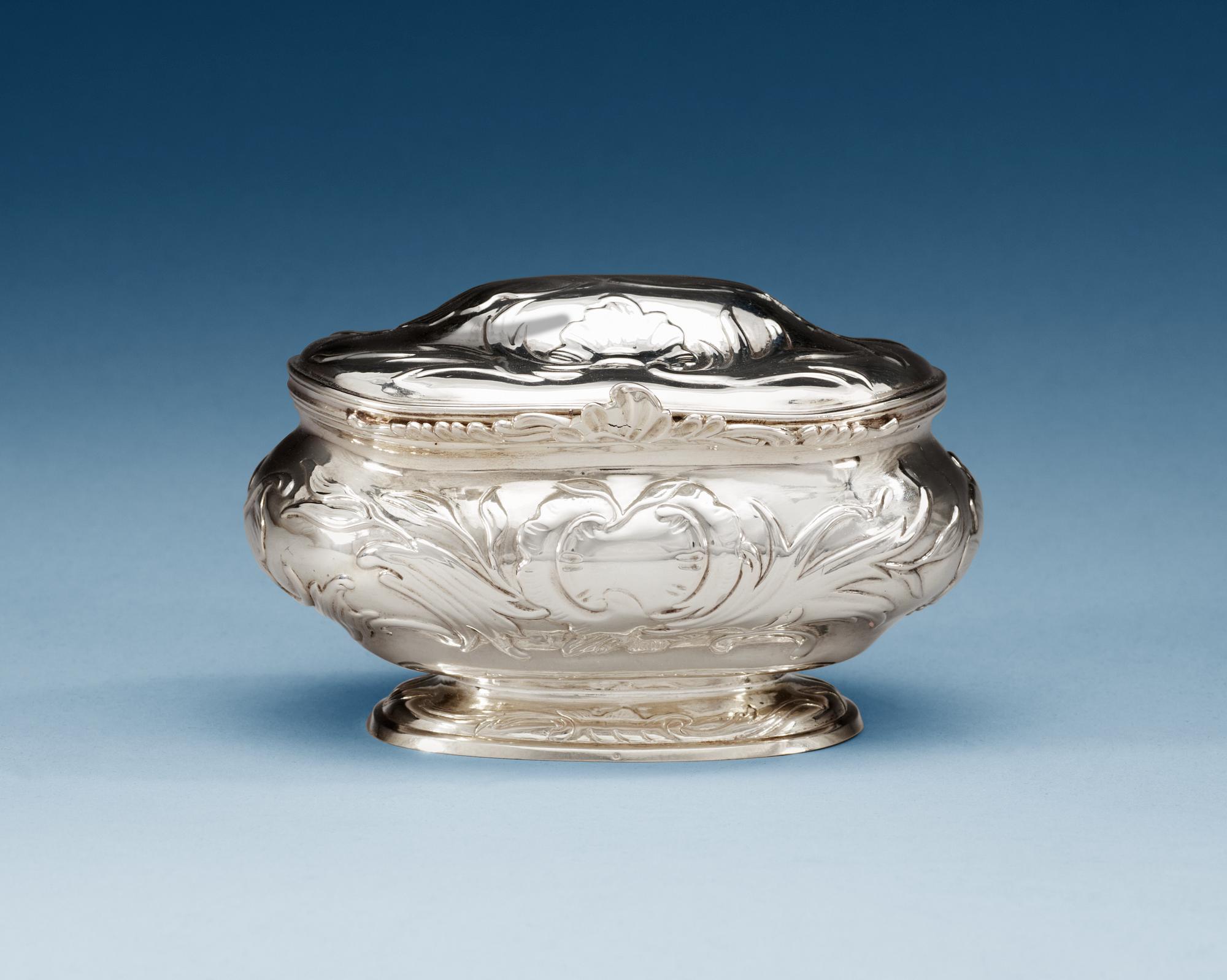 A Russian 18th century parcel gilt sugar-box, un identified makers mark, St. Petersburg 1759.