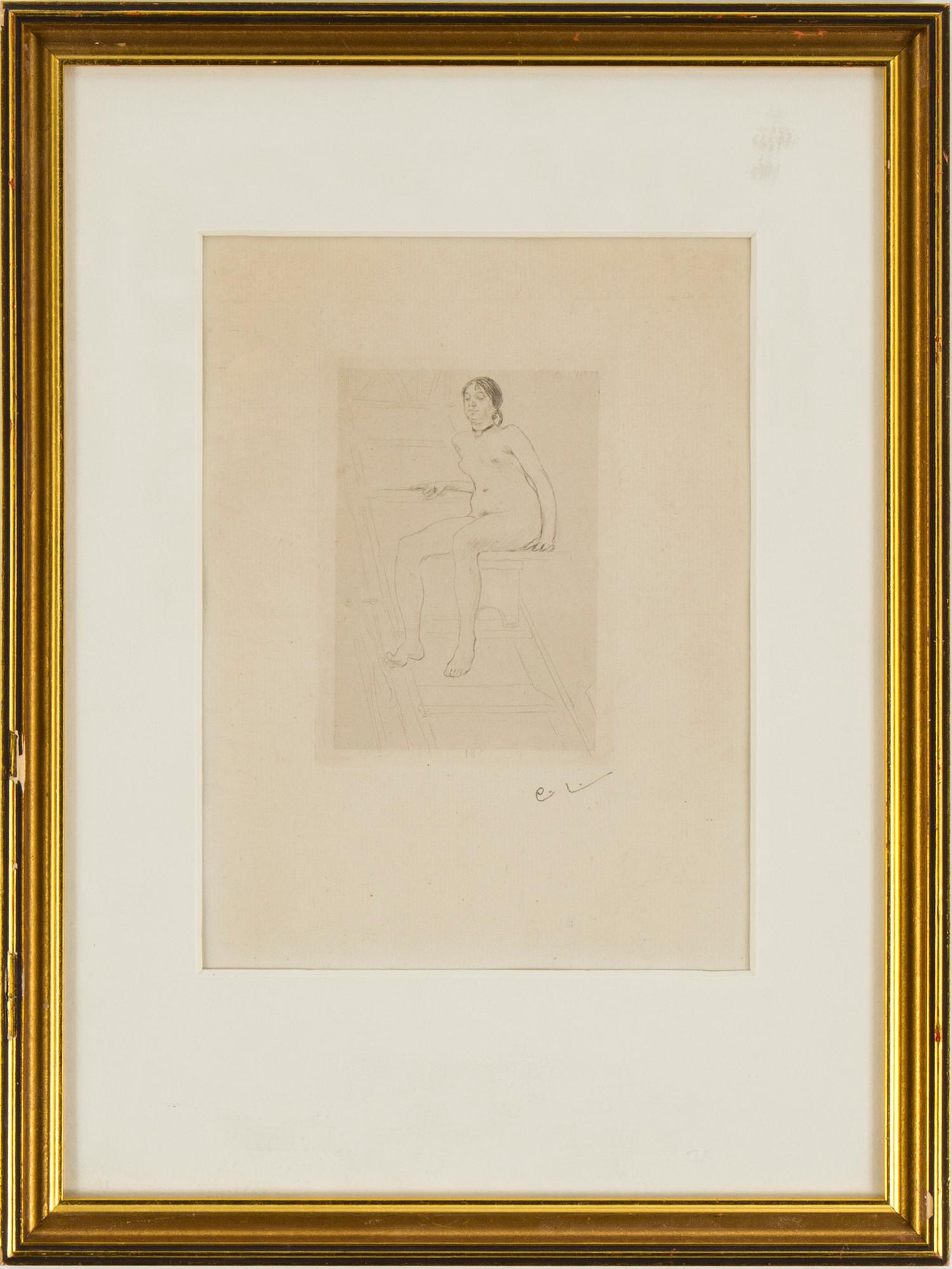 CARL LARSSON, dry-point engraving, 1888-89, sign. C.L. & numb. 13 in the plate & sign. C.L. w. pencil. "Theresa Vitti".